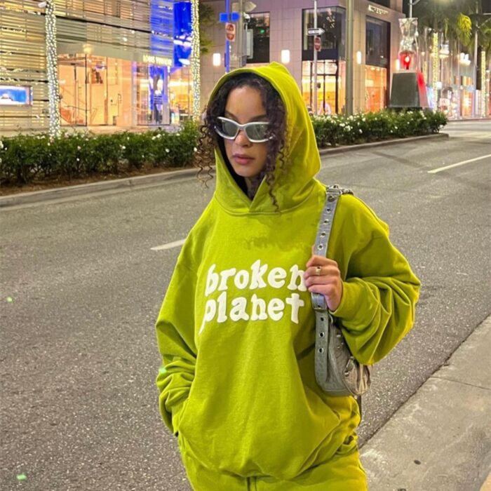 Broken Planet Women's Green Hoodie