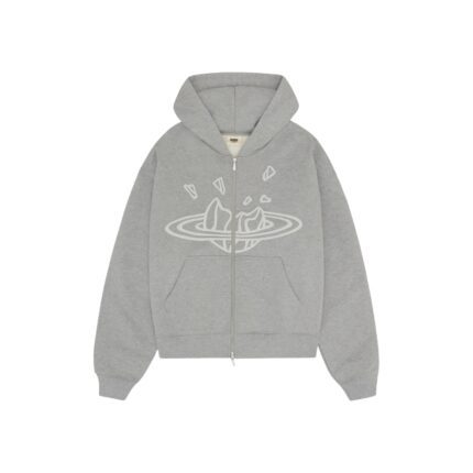 Broken Planet Outer Space Zip-Up Heather Grey Hoodie
