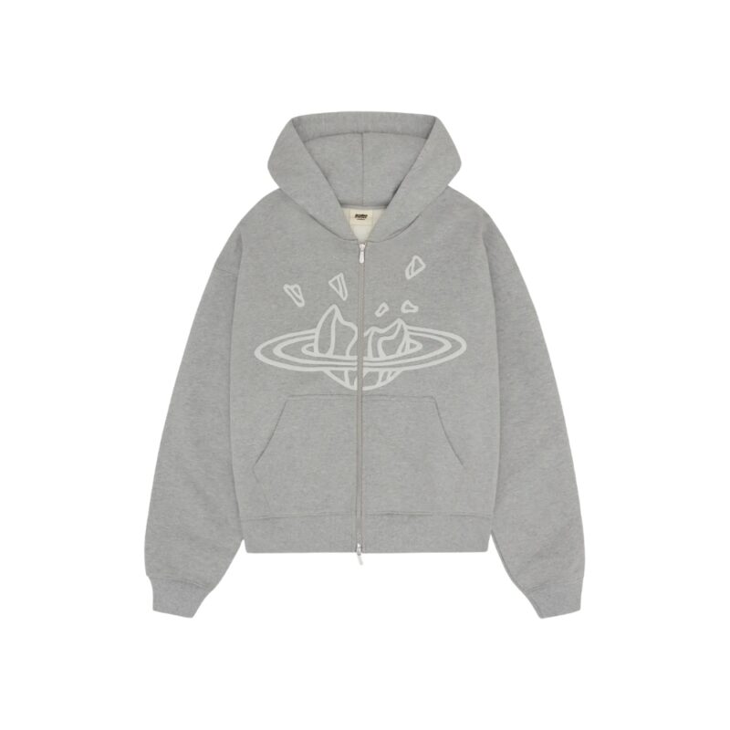 Broken Planet Outer Space Zip-Up Heather Grey Hoodie