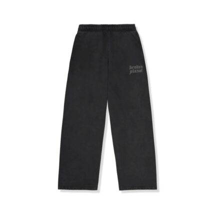 Broken Planet Basics Wide Leg Washed Midnight Black Sweatpants