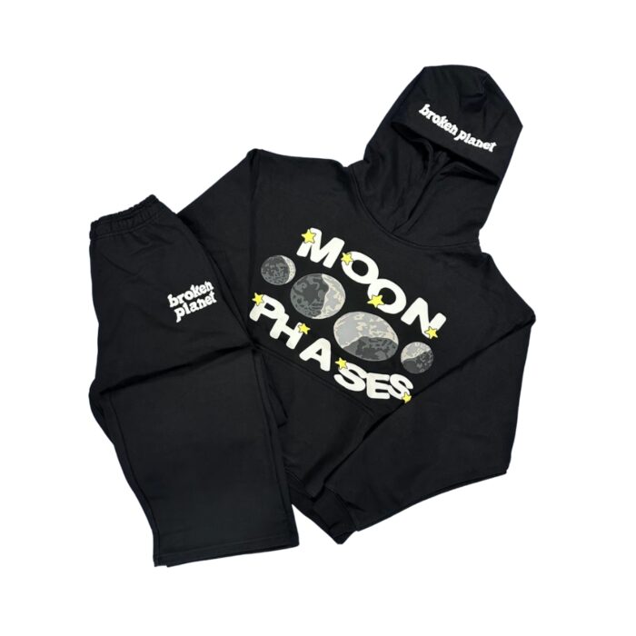 Broken Planet Moon Phases Midnight Black Tracksuit