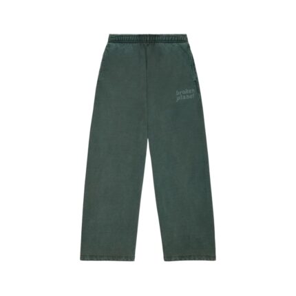 Broken Planet Basics Wide Leg Washed Emerald Sweatpants