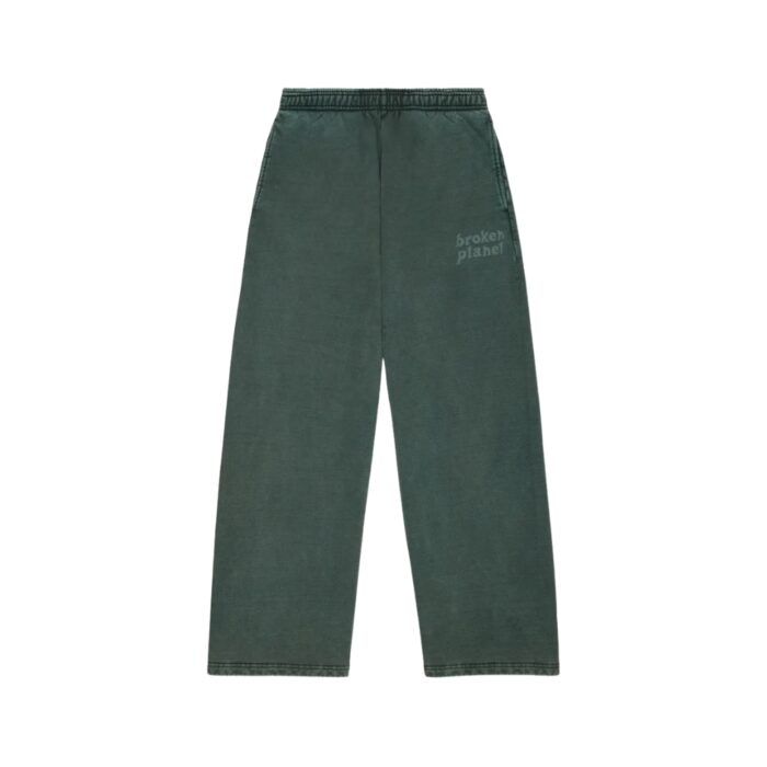 Broken Planet Basics Wide Leg Washed Emerald Sweatpants
