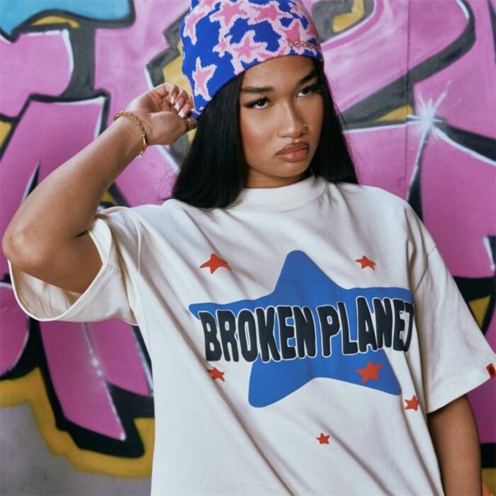 Broken Planet Star T-Shirt Vanilla White