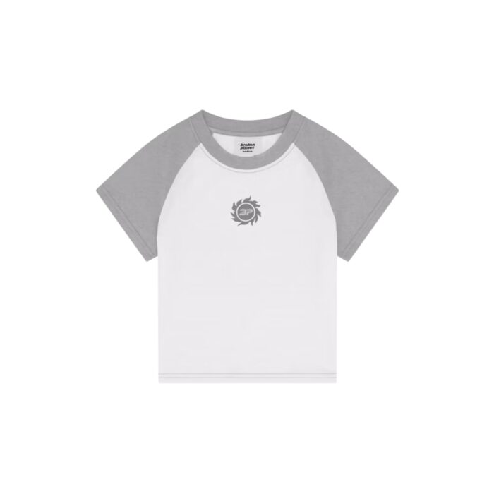 Broken Planet Sun Logo Baby Tee Snow White