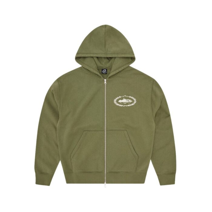 Corteiz Superior Royale Zip Hoodie Olive